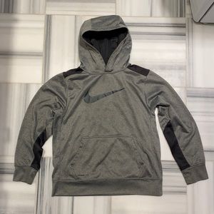 Grey Nike hoodie; Therma-fit; Nike logo; Kids large